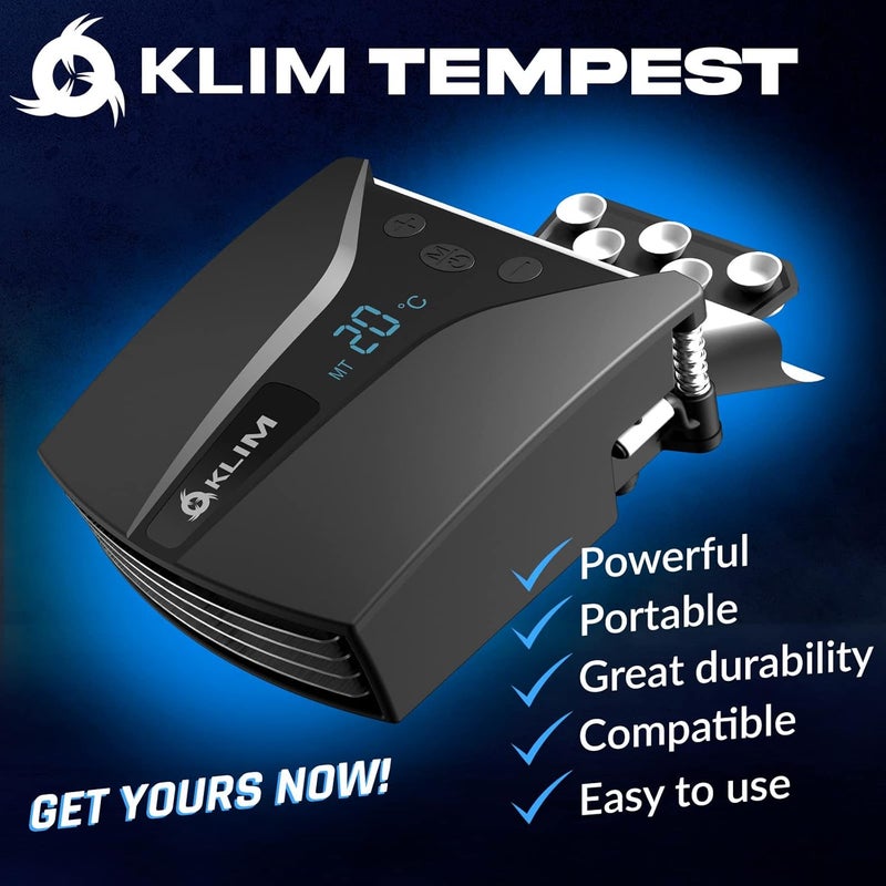 كليم مبرد الكمبيوتر المحمول KLIM Tempest مع مروحة تفريغ - جديد 2024 - مروحة كمبيوتر محمول للألعاب مع شاشة عرض - كشف درجة الحرارة + وضع تلقائي/يدوي - 4000 دورة في الدقيقة - محمول - متوافق مع وسادات تبريد الكمبيوتر المحمول - Image 2
