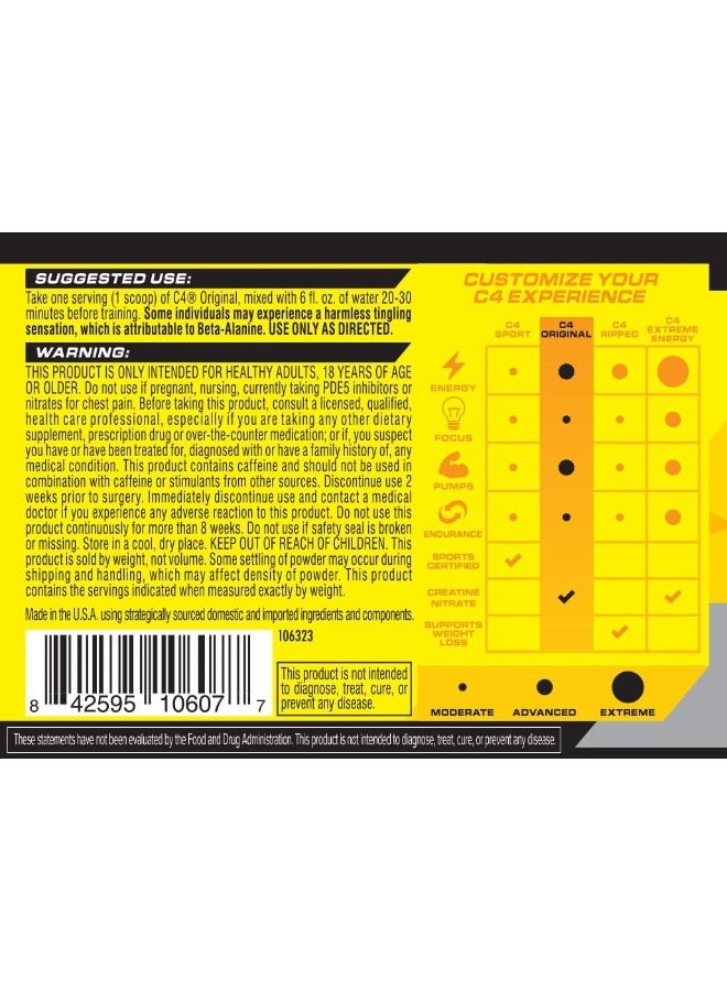 C4 Original Explosive Pre-Workout - Icy Blue Raz - 30 Servings 282 Gm