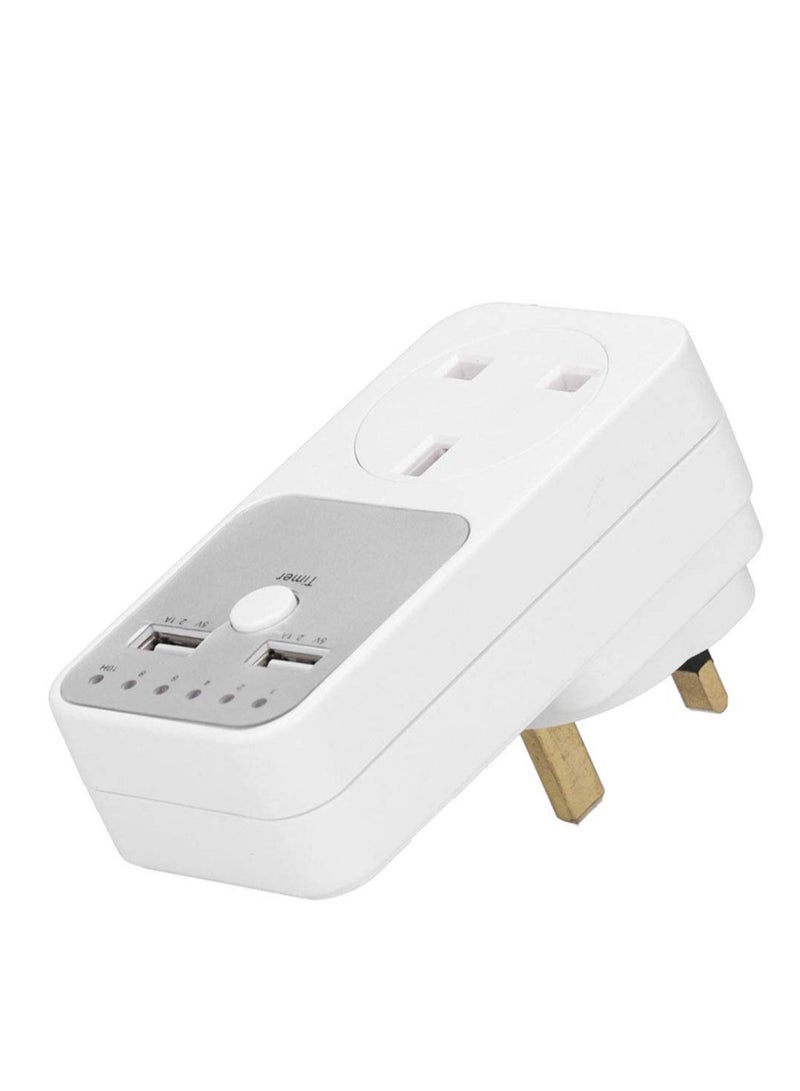 Countdown Timer Socket, USB Smart Digital Countdown Timer Socket, Programmable Switch Timer, Automatic Timer Switch, for Home Appliances, Computer Phone Charger (UK Plug)