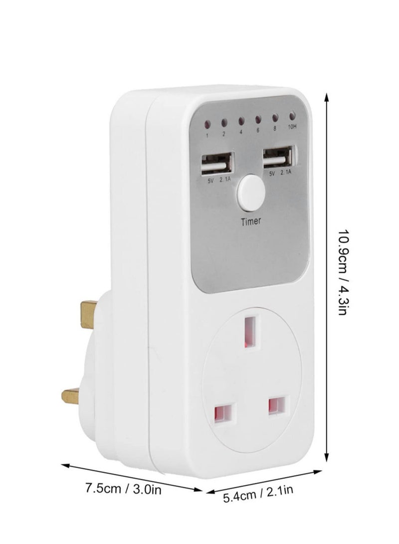 Countdown Timer Socket, USB Smart Digital Countdown Timer Socket, Programmable Switch Timer, Automatic Timer Switch, for Home Appliances, Computer Phone Charger (UK Plug)
