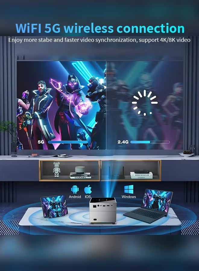 Xnano Mini Portable Projector Android 9.0 15500 Lumens 2GB Ram + 16GB Rom Professional Smart Projector Support 4K 8K HD Bluetooth with Dolby Sound Rj45 - Image 4