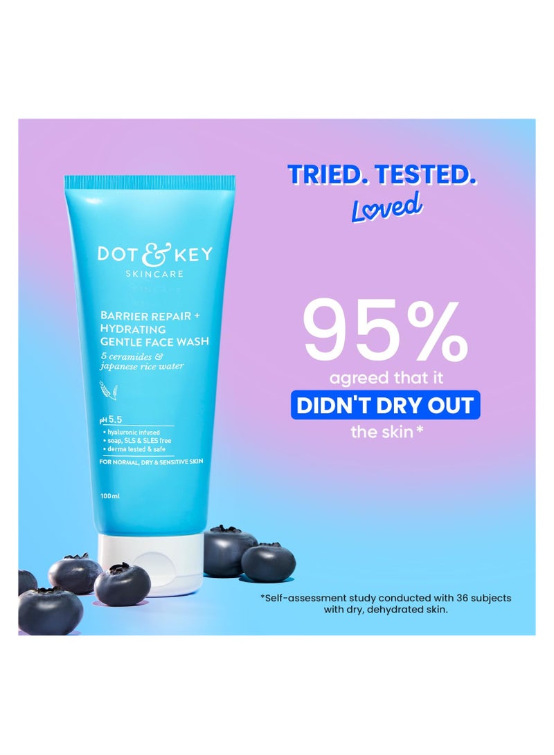 Dot & Key Barrier Repair + Hydrating Gentle Face Wash With 5 Ceremides & japanese rice water | For Normal, Dry & Sensitive Skin | 175 ml - Image 5