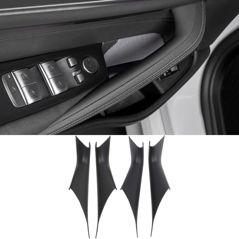 CHUANGHUI 4PCS Car Door Handle Cover Interior Door Pull Handles Protective Decorate Covers Fit for BMW 5 Series G30 G31 20172022 520i 520d 525d 530e 530i 540d 540i 550i Black - Image 2