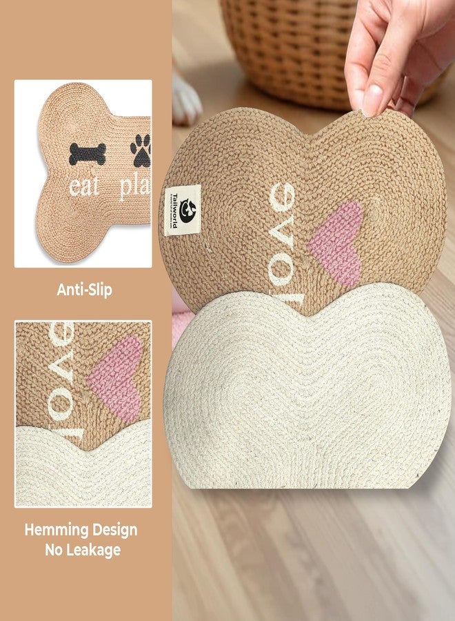 Tailworld Bone Shape Handwoven Woof Pet Mat for Dog & Cat|Hand Braided| Skin Friendly Food Mat| Floor Mat|Pet Area Carpet|Non-Slip Mat Indoor Outdoor Mat|60 * 40 CM| Natural - Image 4