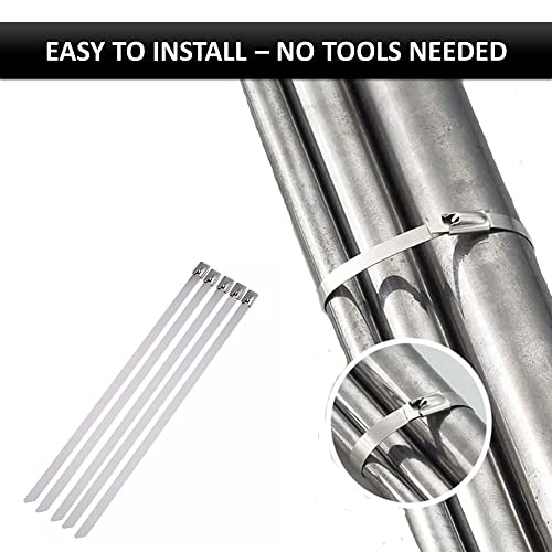 Kable Kontrol Metal Zip Ties 5 Inch 100 Pcs, 200 Lbs Tensile Strength, Self-locking Multi-Purpose 304 Stainless Steel Heavy Duty Cable Ties Ideal for Exhaust Wrap, Outdoor and Indoor Use - Image 4