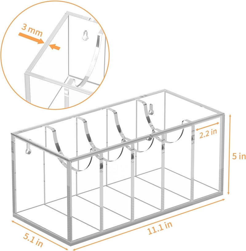 HOMANLY Belt Organizer Acrylic Belt Storage with Dust Cover Compartments Clear Belt Container for Closet Drawer Tie Case Hanger Compact and Functional Organizer (5 Slot) - Image 2