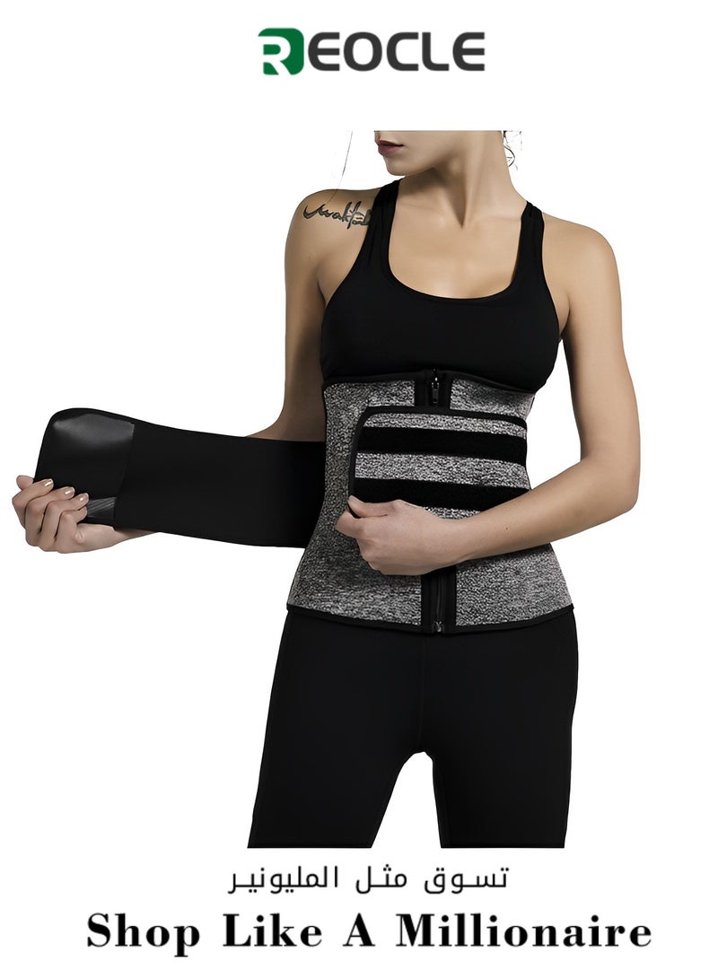 REOCLE Women's Waist Trainer for Lower Belly Waist Trimmer Belt Sauna Tummy Toner Lumbar Support Adjustable Waist Slimming Trimmer - Image 1