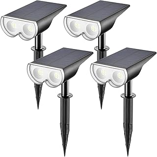 Linkind 16 LEDs Solar Landscape Spotlights, Dusk-to-Dawn IP67 Waterproof Solar Powered Spot Lights, 6500K Daylight, - Image 1