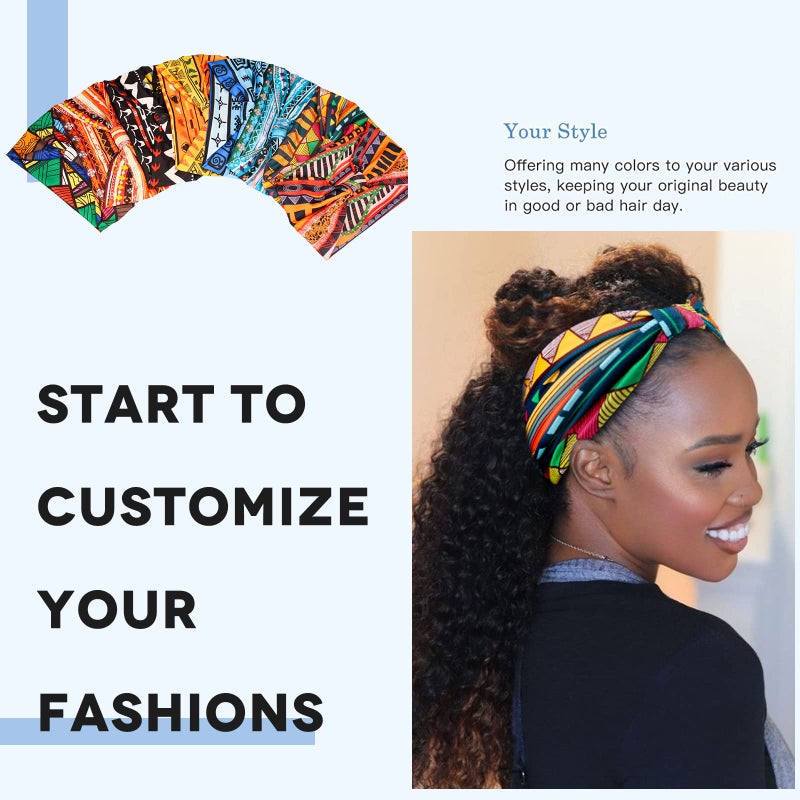 Yeshan Women's Wide Boho Knotted Non-Slip Turban Headwraps - Stretchy Bandeau Hair Bands for Sports, Yoga, Workouts, Pack of 8 - Image 4