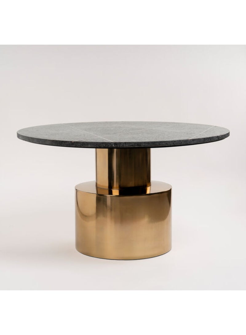 Round Marble Coffee Table With Steel , Inlay Brass Strip Black   77*77*43 cm - Image 2