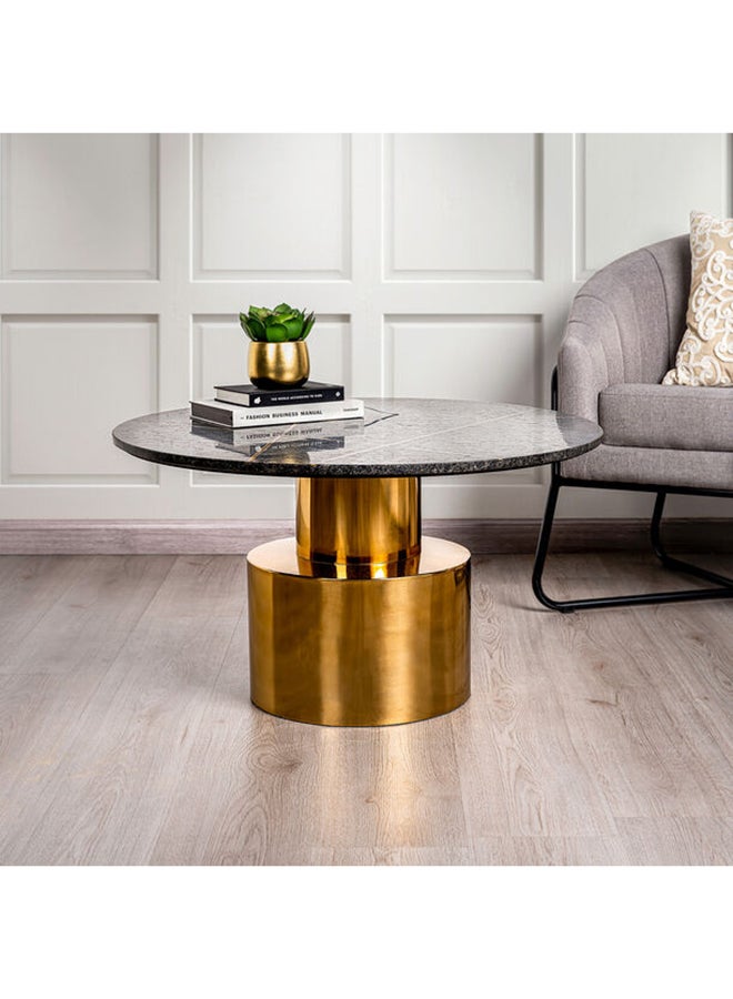 Round Marble Coffee Table With Steel , Inlay Brass Strip Black   77*77*43 cm - Image 3