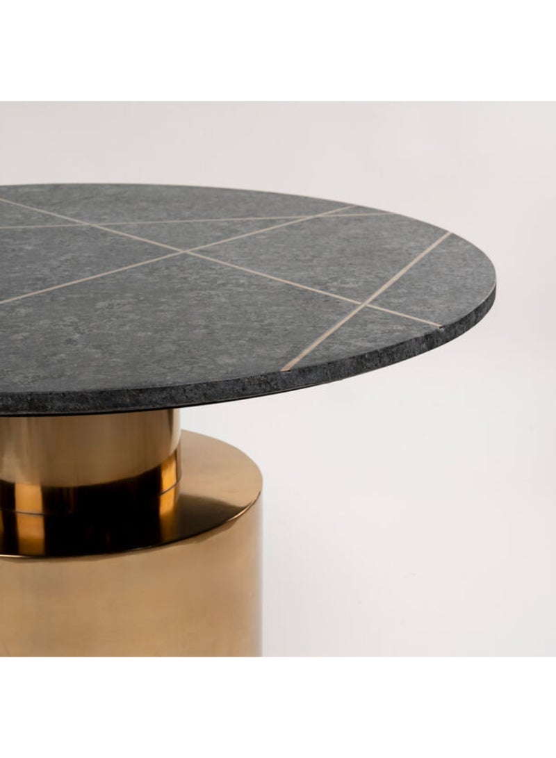 Round Marble Coffee Table With Steel , Inlay Brass Strip Black   77*77*43 cm - Image 5