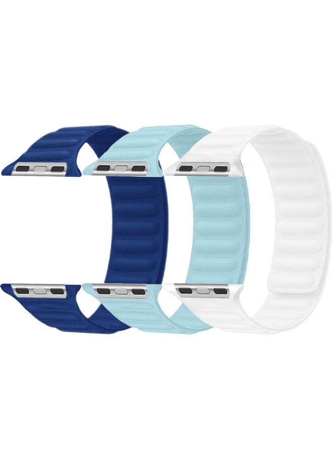 CATANES 3 Packs Replacement Band for Apple Watch Band 49mm 46mm 45mm 44mm -Leather Link Strap Magnetic Loop Adjustable Bracelet - Image 1