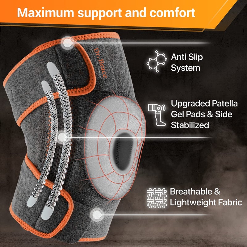 DR. BRACE ELITE Knee Brace with Side Stabilizers & Patella Gel Pads for Maximum Knee Pain Support and fast recovery for men and women-Please Check How To Size Video (Mars, Medium) - Image 3