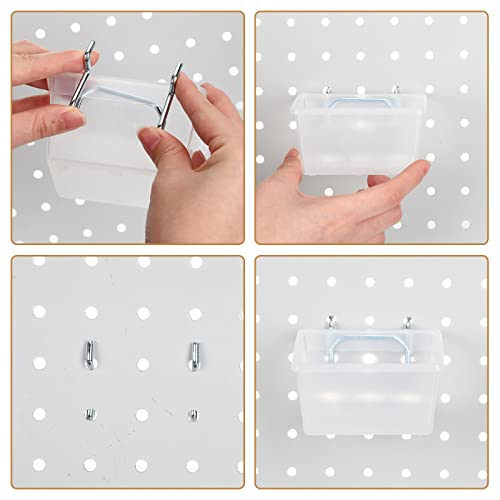 Yookeer 20 Pcs Pegboard Bins and Cups with Hooks and Loops Peg Assortment Organizer Accessories Various Tool Organizer Pegboard Baskets Set for Garage Workshop Workbench Office(Clear) - Image 3