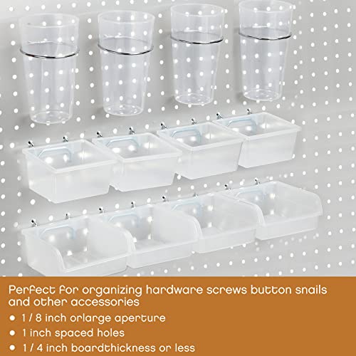 Yookeer 20 Pcs Pegboard Bins and Cups with Hooks and Loops Peg Assortment Organizer Accessories Various Tool Organizer Pegboard Baskets Set for Garage Workshop Workbench Office(Clear) - Image 4
