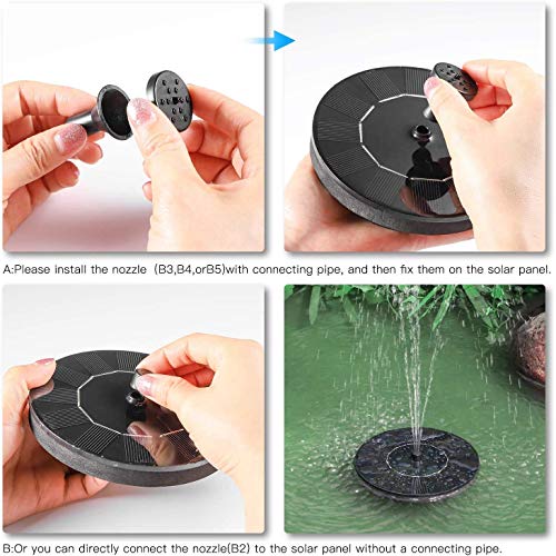 Verilux Plastic Fountain Solar Power Floating Water Pump For Pool Pond Garden And Patio Plants Round 7V 1.4W (Black) - Image 4