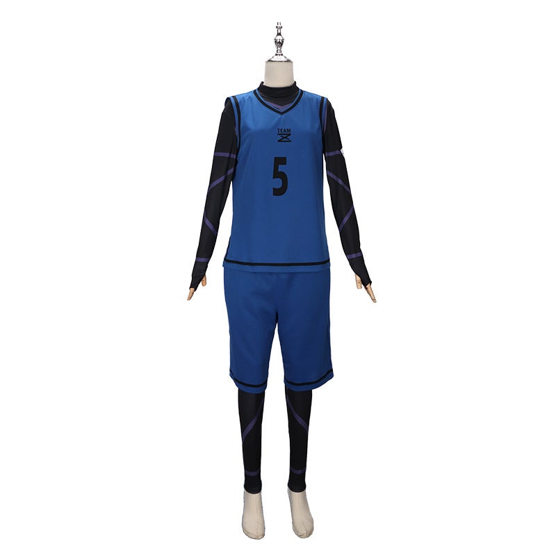 in stock BLUELOCK Blue Prison Jersey cos Jie Shi Yi Bee Le Return to Thousand Cut Leopard Ma Guo Divine Refinery cos Blue No.5 becomes morning sun [including jumpsuit]]