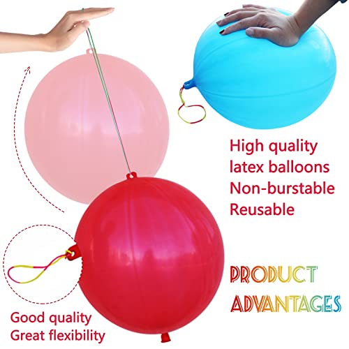 LEEZZIZZ 41Pcs Punch Balloons, Thickened Neon Punching Balloon Heavy Duty with Rubber Band Handle Birthday Party Favors for Kids Weddings Goodie Bag Supply - Image 2