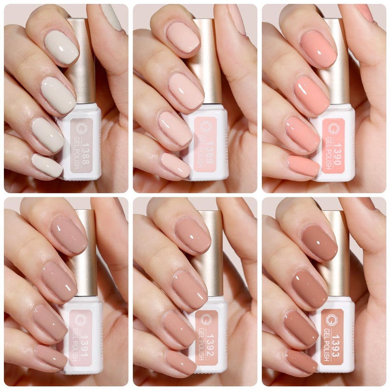 GAOY Nude Pink Gel Nail Polish Set, 6 Neutral Colors Beige Skin Tone Soak Off UV Light Cure Gel Polish Kit for Salon and Nail Art DIY at Home - Image 2
