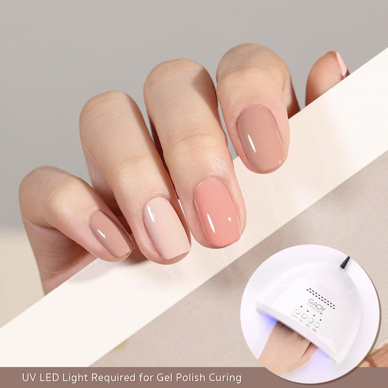 GAOY Nude Pink Gel Nail Polish Set, 6 Neutral Colors Beige Skin Tone Soak Off UV Light Cure Gel Polish Kit for Salon and Nail Art DIY at Home - Image 3