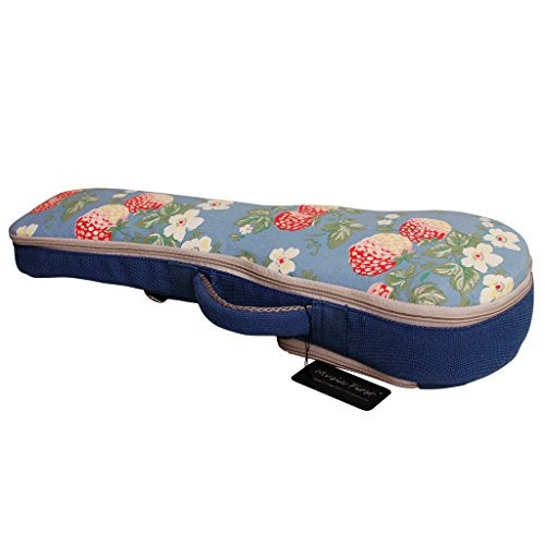 MUSIC FIRST® Canvas 21" Soprano Vintage style “Strawberry Flowers”, Ukulele Bag Ukulele Case Ukulele Cover, New Arrial, Original Design (21 inch Soprano, Strawberry Flowers) - Image 3