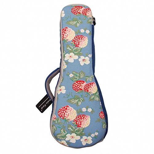 MUSIC FIRST® Canvas 21" Soprano Vintage style “Strawberry Flowers”, Ukulele Bag Ukulele Case Ukulele Cover, New Arrial, Original Design (21 inch Soprano, Strawberry Flowers) - Image 1