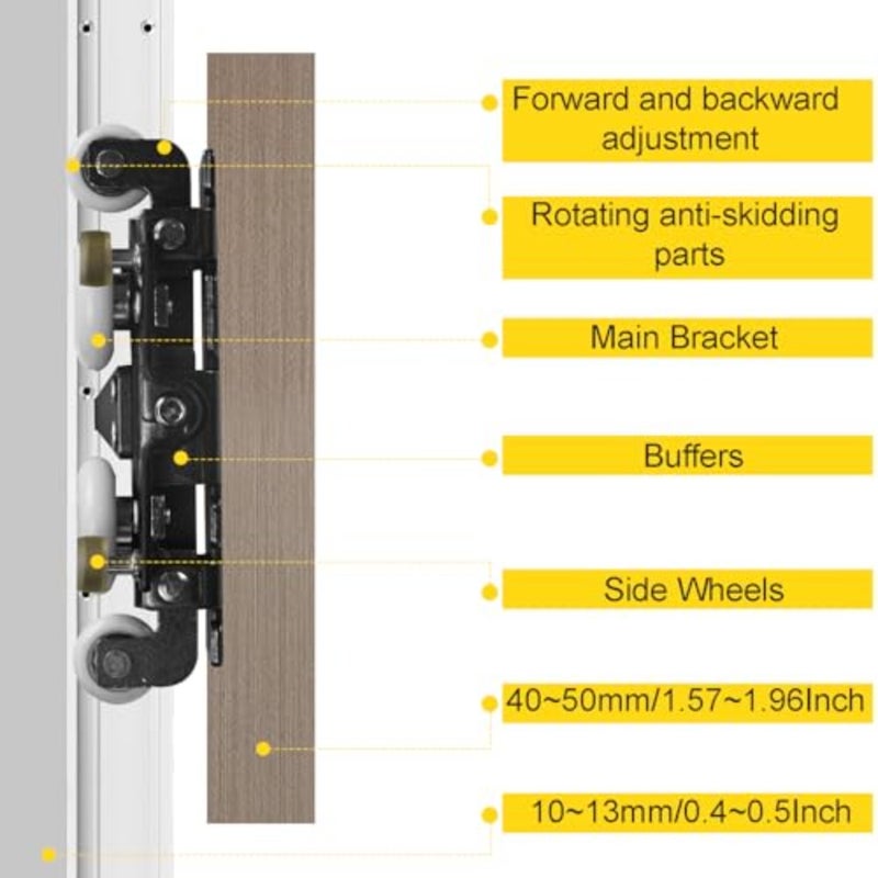 48" Heavy Duty Concealed Sliding Barn Door Hardware and Track, Floating Door System, Floating Wall Mount, Soft Closing, Quietly and Smoothly, Easy to Install - Image 4