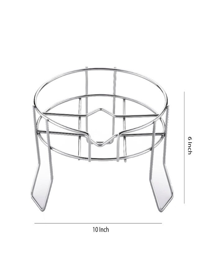 OYSTIO Stainless Steel Heavy Chrome Plated Water Matka/ Plant Pot Stand (Silver).(Matka stand) - Image 2