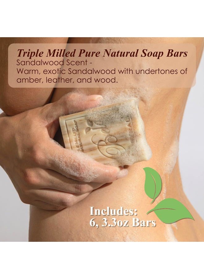 BELA Pure Natural Soaps Triple French Milled Moisturizing Natural Soap Bars - Sandalwood - Made in Australia - Holiday Gifts for Him/Her- 6 pack (3.5 oz each) - Image 2