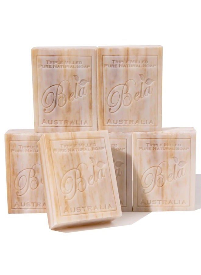 BELA Pure Natural Soaps Triple French Milled Moisturizing Natural Soap Bars - Sandalwood - Made in Australia - Holiday Gifts for Him/Her- 6 pack (3.5 oz each) - Image 1