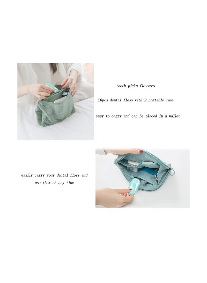 SOLARAE Dental Floss Sticks, with 2 Storage Cases Teeth Cleaning Travel Floss Professional Toothpicks Superfine Floss Picks, flossing for Family High Toughness (20 Picks) - Image 2