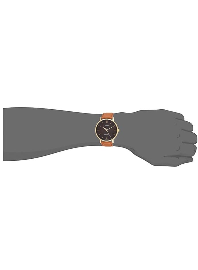 CASIO Men's Leather Analog Wrist Watch MTP-VT01GL-5BUDF - 40 mm - Brown - Image 4