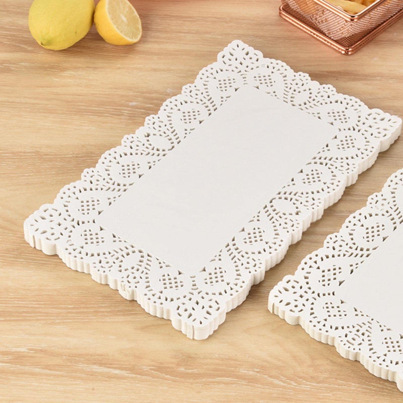 12 inch x 16 inch Rectangle Paper DoiliesLace Paper PlacematsDisposable Greaseproof DoiliesWhitePack of 100