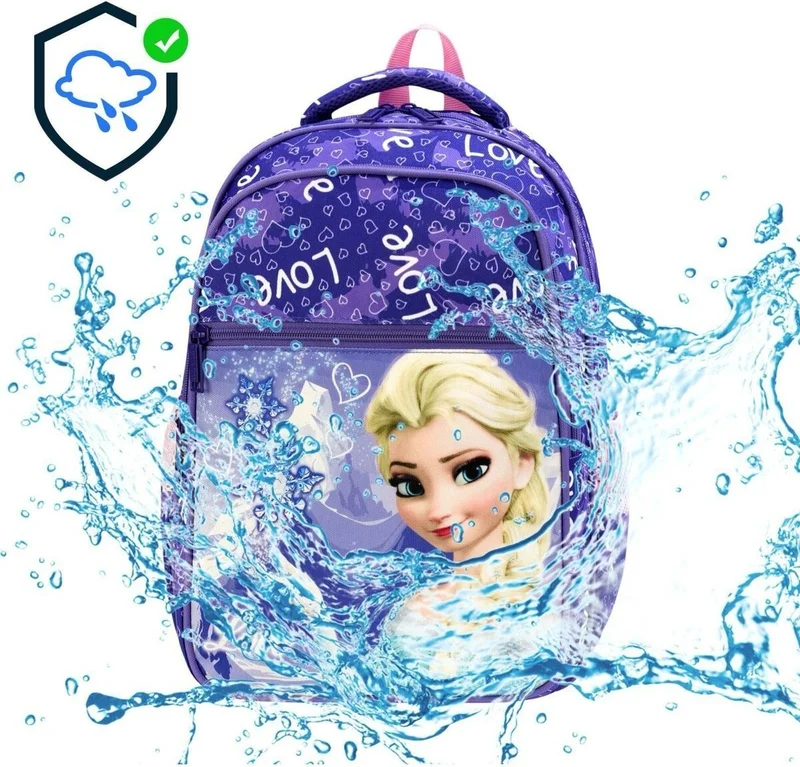 Tezzgelsin Girls Princess Elsa Colorful Printed 3 Compartment and Nutrition Elementary School Backpack and School Bag