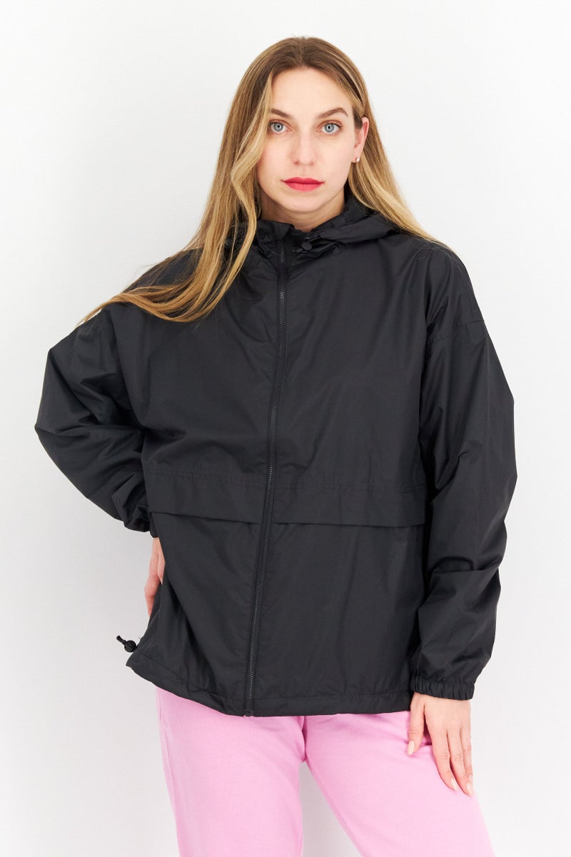 Tchibo جاكيت مطر نسائي سادة، أسود - Image 1