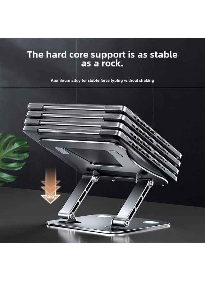 Generic - Aluminum Alloy Notebook Stand Folding Rising Desktop Heightening Heat Dissipation Rotation Notebook Stand Computer Office Equipm-Color:515 Silver Aluminum Alloy - Image 1