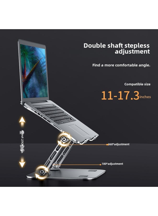 Generic - Aluminum Alloy Notebook Stand Folding Rising Desktop Heightening Heat Dissipation Rotation Notebook Stand Computer Office Equipm-Color:515 Silver Aluminum Alloy - Image 1