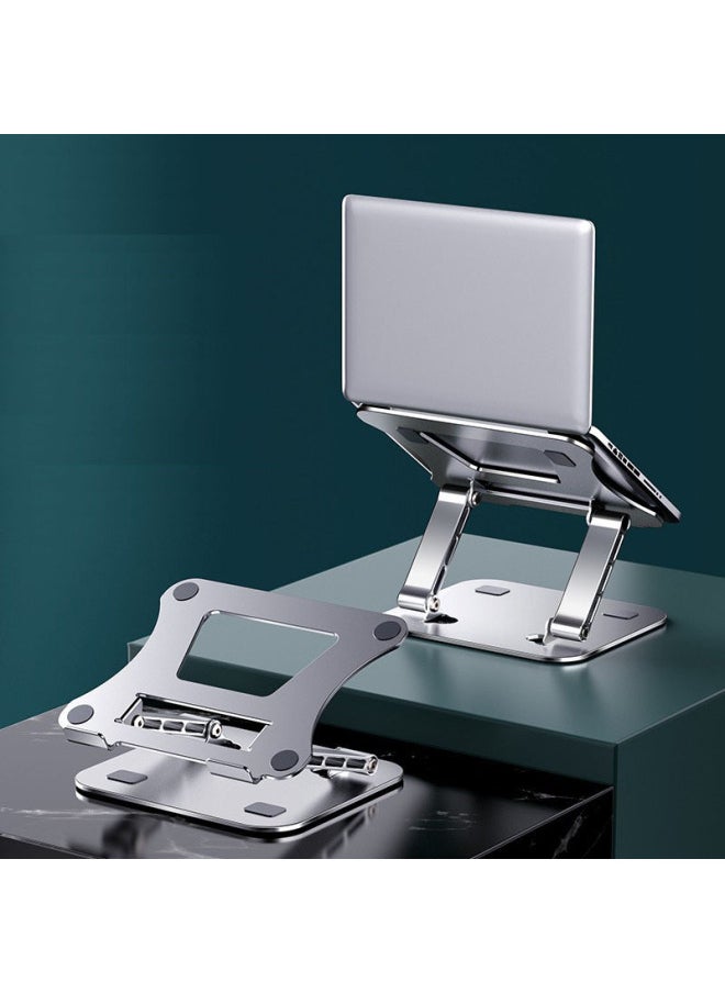 Generic - Aluminum Alloy Notebook Stand Folding Rising Desktop Heightening Heat Dissipation Rotation Notebook Stand Computer Office Equipm-Color:515 Silver Aluminum Alloy - Image 1