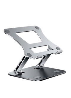 Aluminum Alloy Notebook Stand Folding Rising Desktop Heightening Heat Dissipation Rotation Notebook Stand Computer Office Equipm-Color:515 Silver Aluminum Alloy