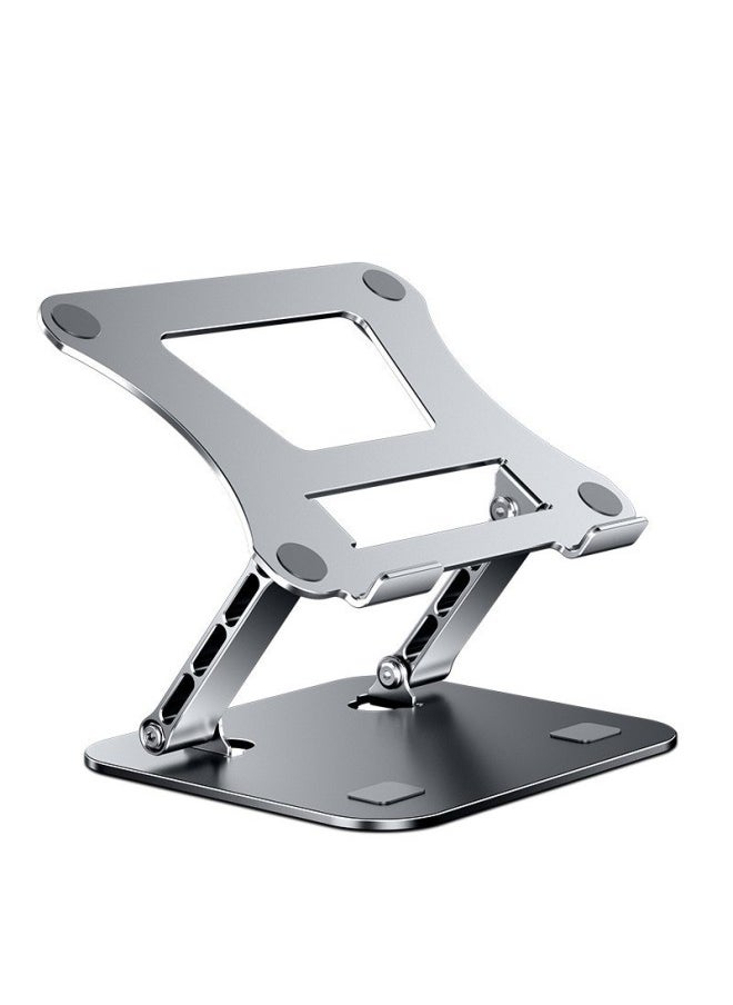 Generic - Aluminum Alloy Notebook Stand Folding Rising Desktop Heightening Heat Dissipation Rotation Notebook Stand Computer Office Equipm-Color:515 Silver Aluminum Alloy - Image 1