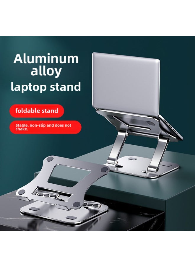 Generic - Aluminum Alloy Notebook Stand Folding Rising Desktop Heightening Heat Dissipation Rotation Notebook Stand Computer Office Equipm-Color:515 Silver Aluminum Alloy - Image 1