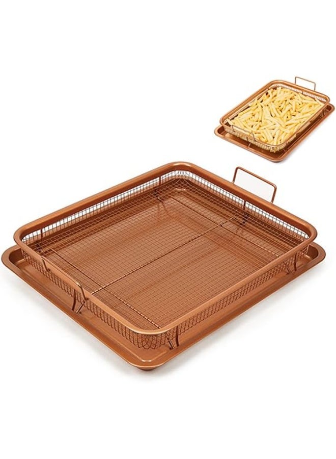 Copper Crispy Mesh Basket - Durable Oil Filter Tray for Oven Air Fryer - French Fries and Fried Chicken Kitchen Portable Tool - Image 1