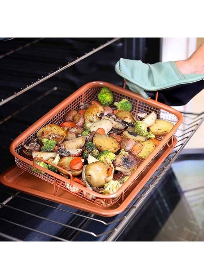 Copper Crispy Mesh Basket - Durable Oil Filter Tray for Oven Air Fryer - French Fries and Fried Chicken Kitchen Portable Tool - Image 4