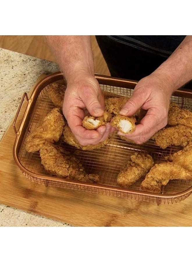 Copper Crispy Mesh Basket - Durable Oil Filter Tray for Oven Air Fryer - French Fries and Fried Chicken Kitchen Portable Tool - Image 3