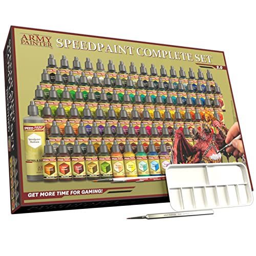 The Army Painter, Speedpaint 2.0 Complete Set Combo, 90 x 18 ml Acrylic Contrast Model Paint, 4 Brushes & 1 Paint Palette For Miniature Painting, Dnd & Warhammer - Image 1