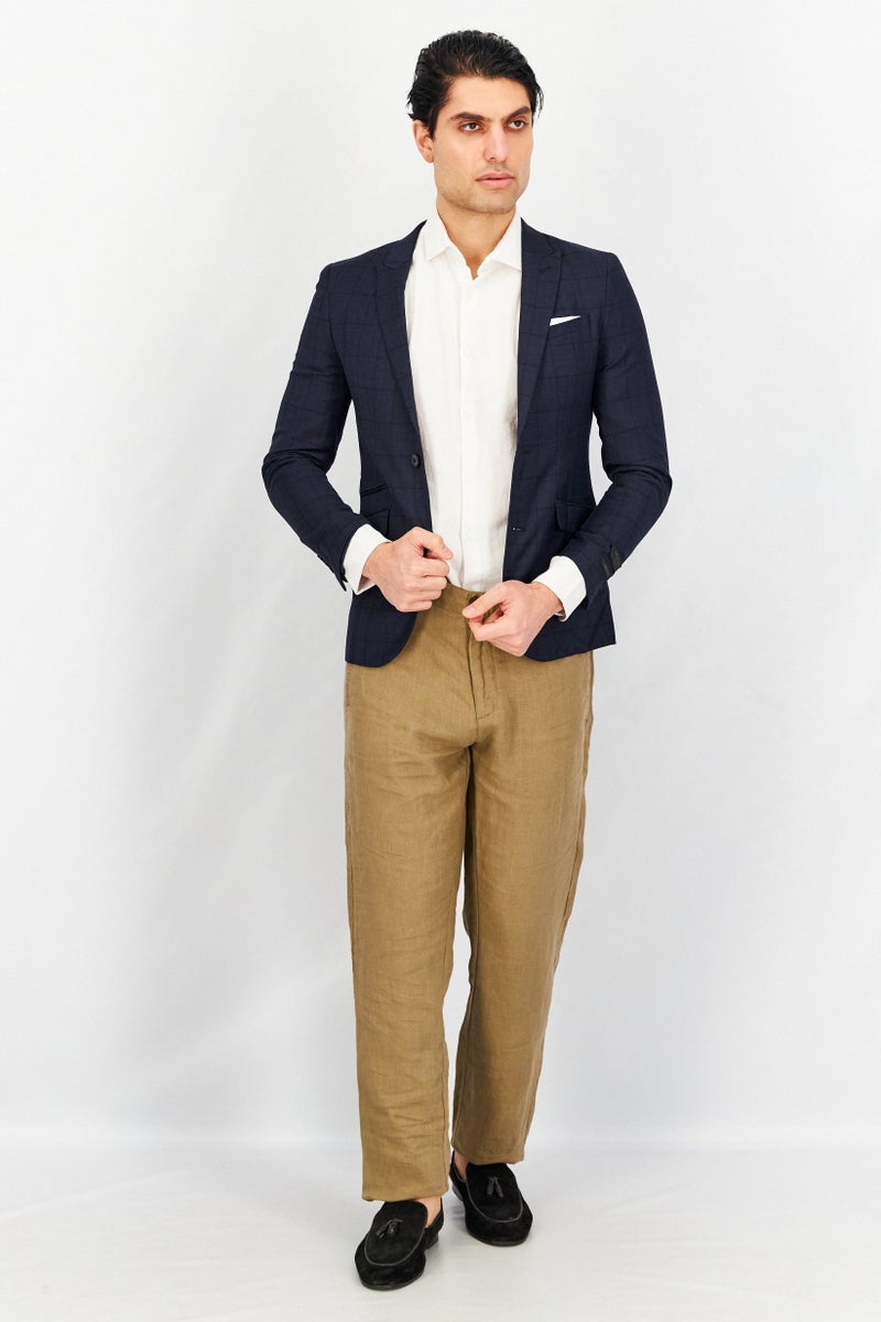 SELECTED Men Regular Fit Plaid Casual Blazer, Navy - Image 4