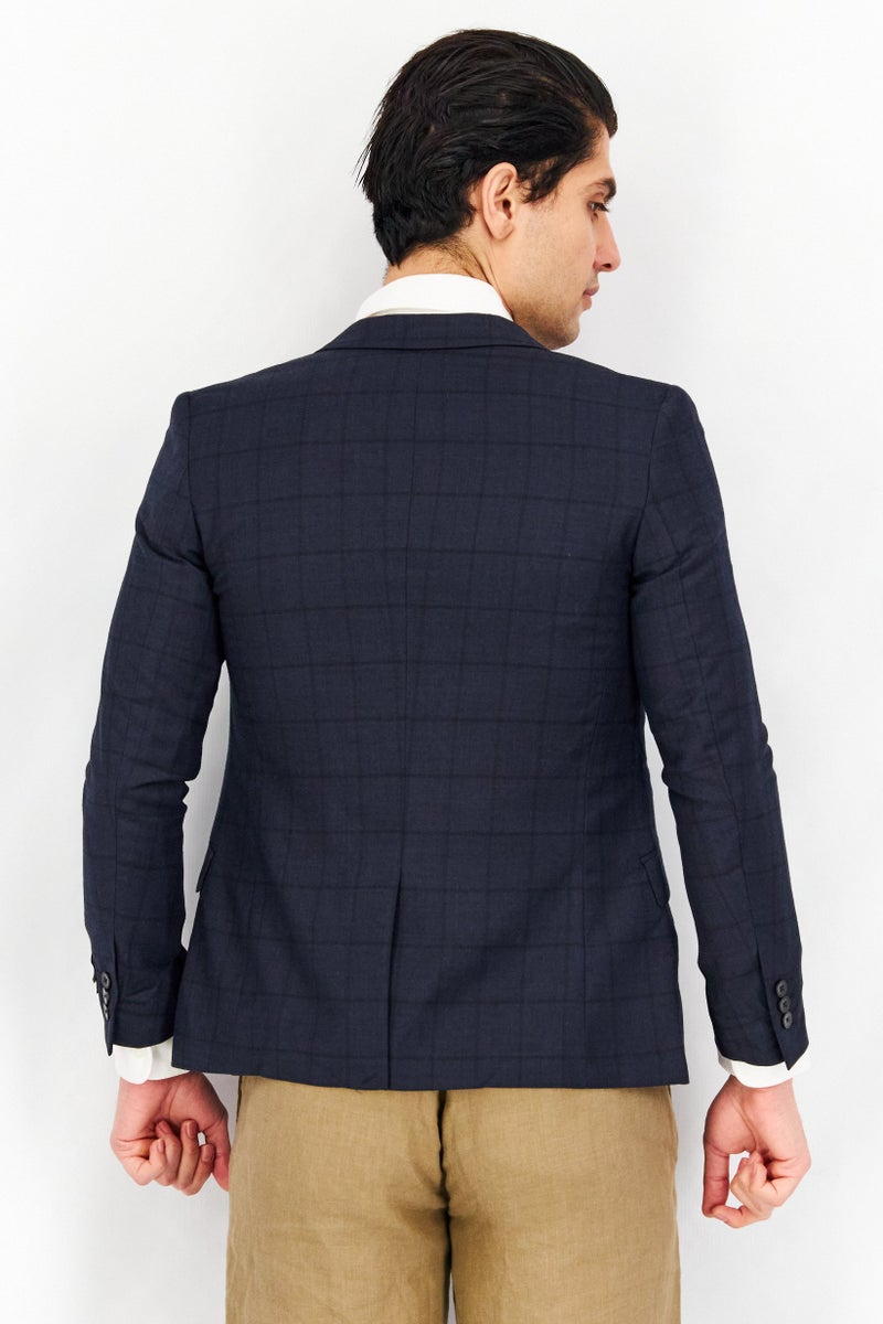 SELECTED Men Regular Fit Plaid Casual Blazer, Navy - Image 2