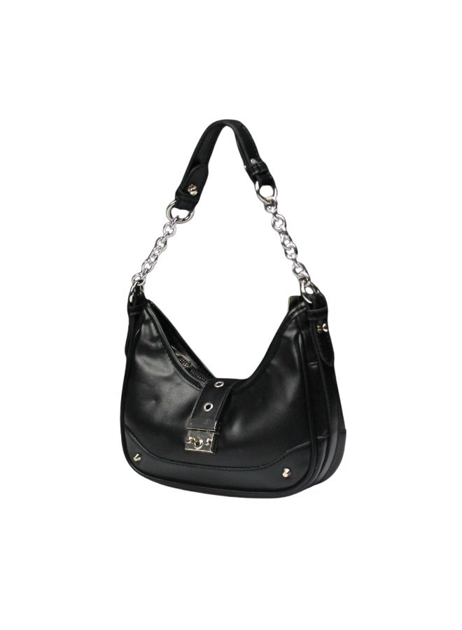 Stylish and trendy women's handbag with a “Baguette” design -black - Image 1