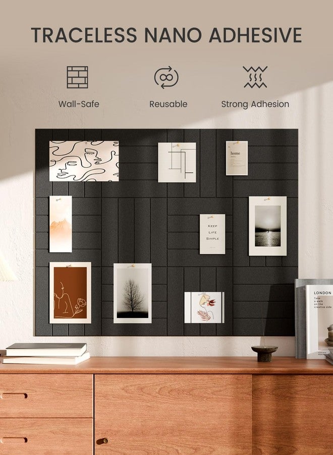 Bumusty Large Cork Board Alternative-47 x35 Felt Bulletin Board Tiles, with 30 Pushpins, 70 Adhesive Tabs, 12-Pack Slat Wall Paneling, Cork Boards for Office Push Pin Board Felt Board-Black - Image 5
